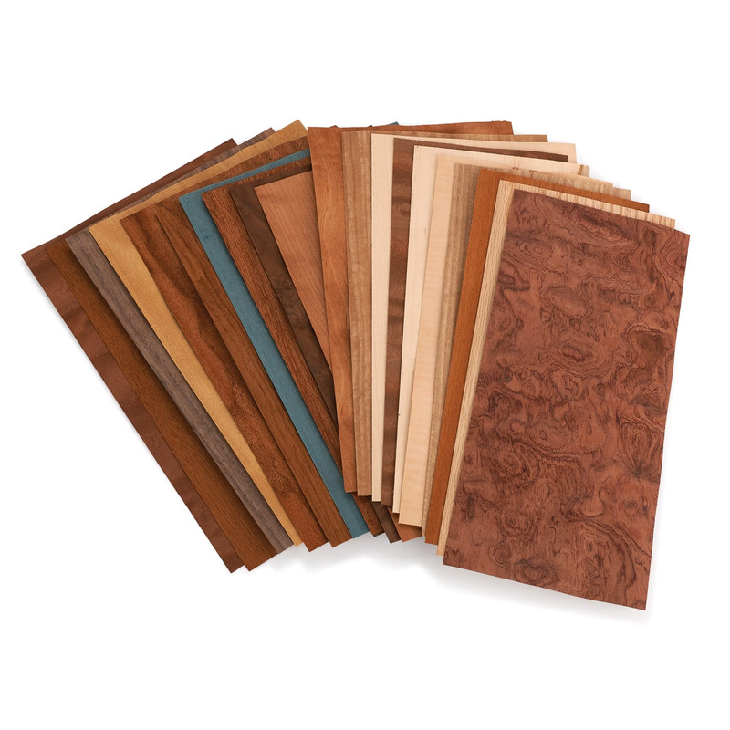 Domestic and Exotic Wood Veneer Pack - 5-1/2" to 7-1/2" Width - Mixed Variety - 10 Square Feet